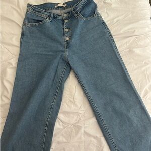 Levi's High Rise Medium Blue Jeans Wide Leg